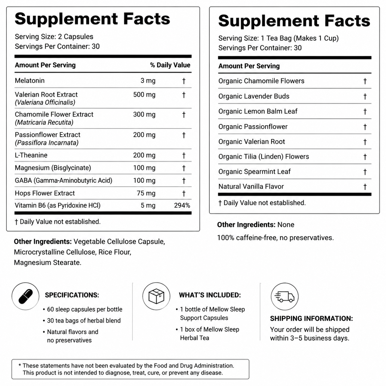 Mellow Sleep Support Bundle — Supplement Facts